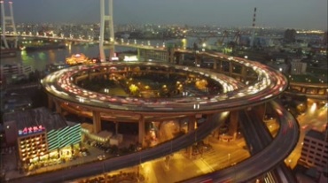 上海南浦大桥航拍全景