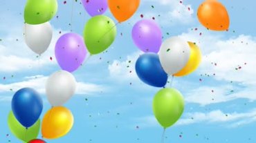 五彩缤纷的气球升起庆祝彩带纷飞视频素材