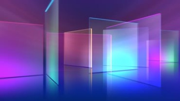 彩色荧光透明方块旋转特效视频素材