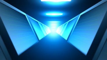 蓝色走廊通道无限推进循环HD视频素材