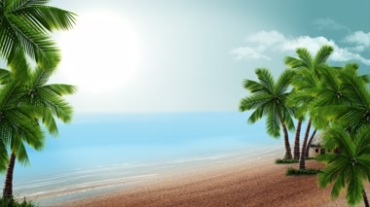 海滩蓝天白云大海椰子树海边风情视频素材