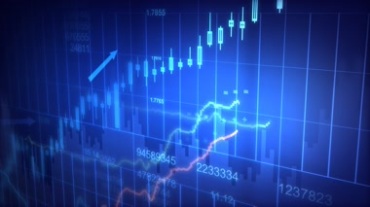 蓝色股票信息数据跳动曲线走势动态特效视频素材