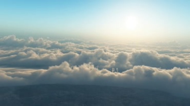 飞机飞到云层之上云海波涛翻腾景色视频素材