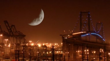 城市发展跨江大桥城市建筑夜景视频素材