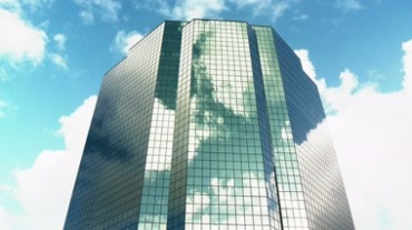 高楼大厦玻璃外墙反射天空白云视频素材