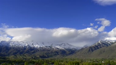 雪山天空白云美丽风景视频素材