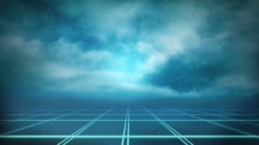 梦幻方格地板云彩数字空间视频素材