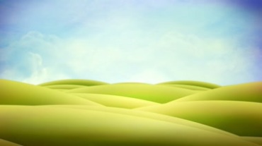 绿色卡通小山坡草原蓝天白云视频素材