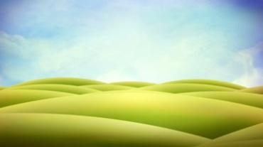 绿色卡通小山坡草原蓝天白云视频素材