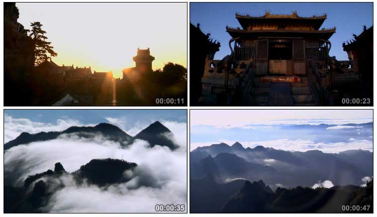 武当山道观在清晨黎明日出的美景视频素材