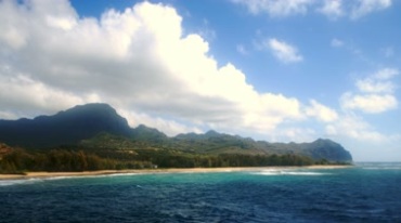 蓝天白云海水海面海边海岸线美景风光视频素材