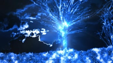 蓝色水晶精灵树生长舞台晚会背景视频素材