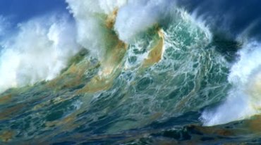 大海风浪巨浪翻腾壮观气势的海浪视频素材