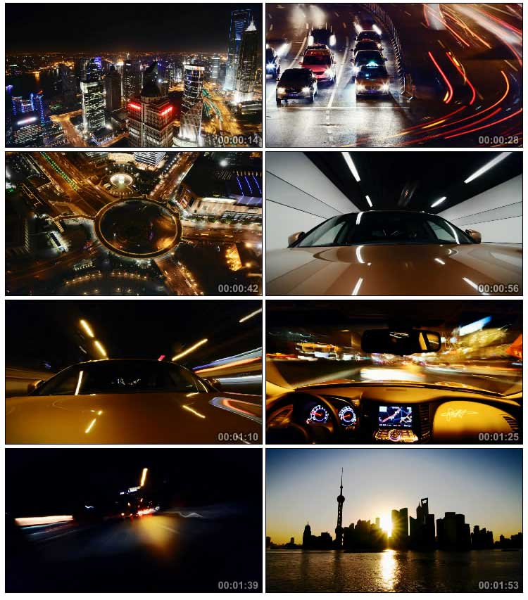 上海城市的夜晚风光，上海繁华夜景视频素材