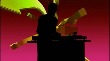 酒吧夜场DJ打碟黑影剪影背景视频素材