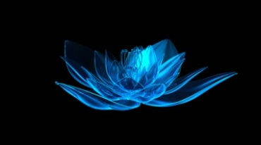 蓝色水晶荷花莲花无缝循环旋转带透明通道视频素材