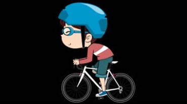 小孩带小蓝帽骑自行车抠像视频素材
