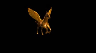 金色飞马天马带翅膀的金马通道抠像视频素材