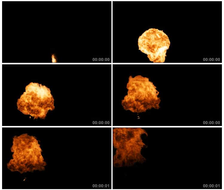 大火球爆炸爆燃火球冲天黑屏特效视频素材