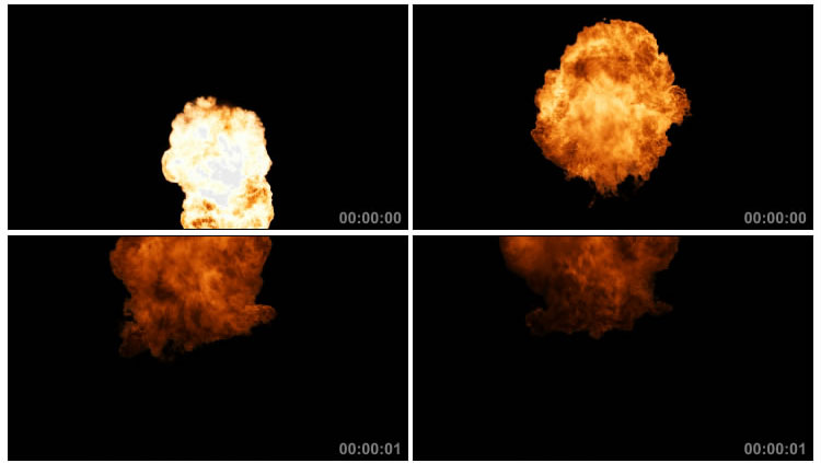 火球爆燃爆炸升天黑屏抠像特效视频素材