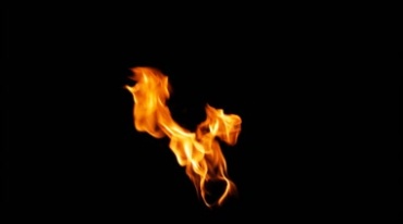 燃烧的火把火焰火苗在风中摇曳黑屏特效视频素材