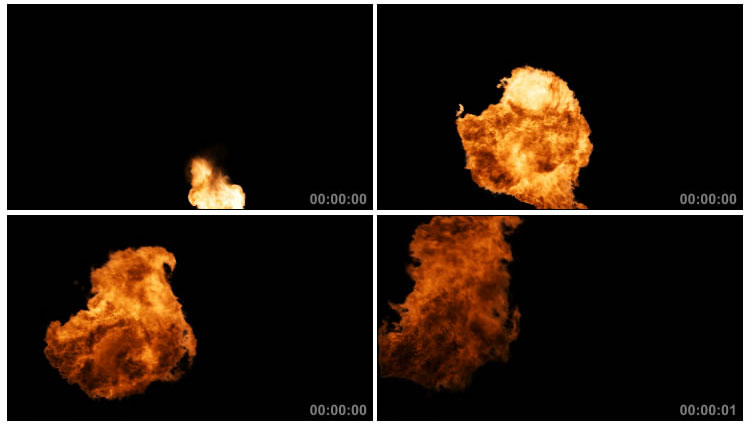 火球爆炸燃烧火光冲天黑幕抠像特效视频素材
