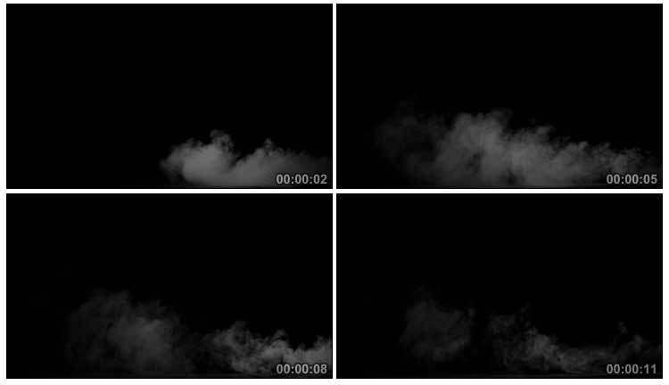 烟气地板烟雾烟尘吹烟黑屏实拍特效视频素材