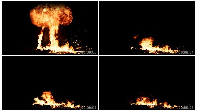 爆炸火焰火团火球腾起黑屏抠像通道视频素材