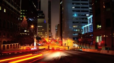 城市高楼下的马路夜景视频素材