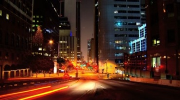 城市高楼下的马路夜景视频素材