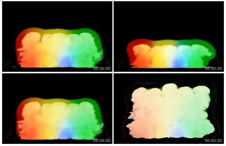 舞台彩色烟雾七彩烟升腾起黑屏特效视频素材
