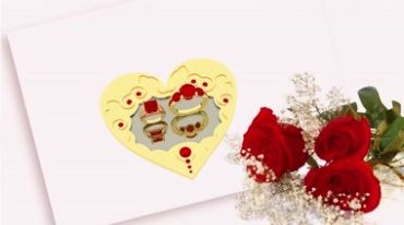 浪漫爱情红色玫瑰花结婚对戒视频素材