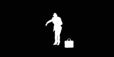 商务人士拿手提包跳街舞黑白剪影抠像特效视频素材