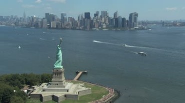 美国自由女神像航拍全景视频素材