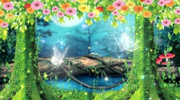 梦幻森林水晶蝴蝶梦幻粒子视频素材