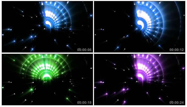 彩色Led灯光组光环旋转视频素材