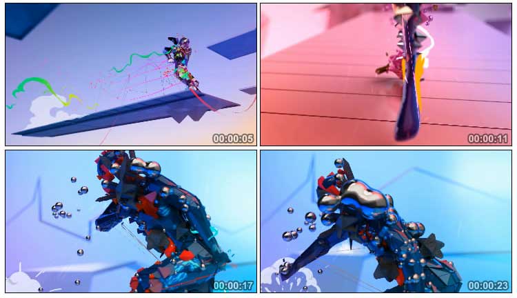 动感十足舞蹈机械3D色彩方块人形欢快跳跃视频素材