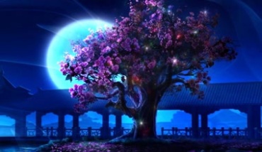 大月亮月光月色下的梦幻大树粒子视频素材