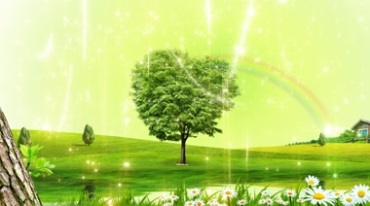 枝繁叶茂的梦想许愿树在绿草地视频素材