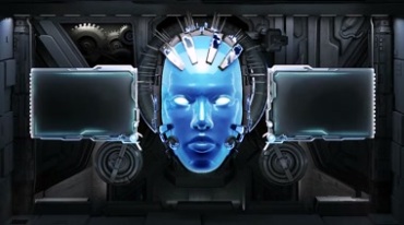 机械人脸高科技科幻机器人 外星飞船启动视频素材