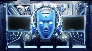 机械人脸高科技科幻机器人 外星飞船启动视频素材
