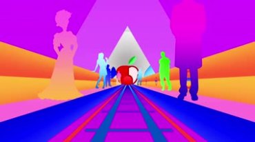 动感水果卡通穿梭隧道轨道背景视频素材