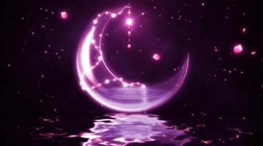 粉色梦幻水晶发光月亮月牙花瓣视频素材