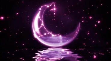 粉色梦幻水晶发光月亮月牙花瓣视频素材
