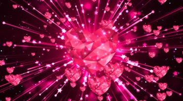 爱情水晶心形钻石红色桃心浪漫背景视频素材
