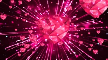 爱情水晶心形钻石红色桃心浪漫背景视频素材