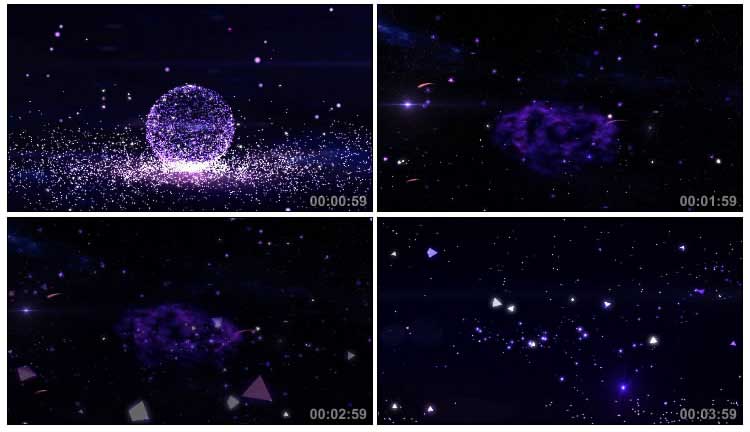 紫光粒子汇聚粒子雨球体转动视频素材