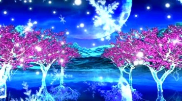 梦幻雪花琉璃树水晶树晶莹场景特效视频素材