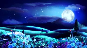 唯美月亮月色山坡山丘蝴蝶视频素材