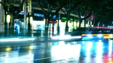 上海下雨夜晚快速街景夜景视频素材